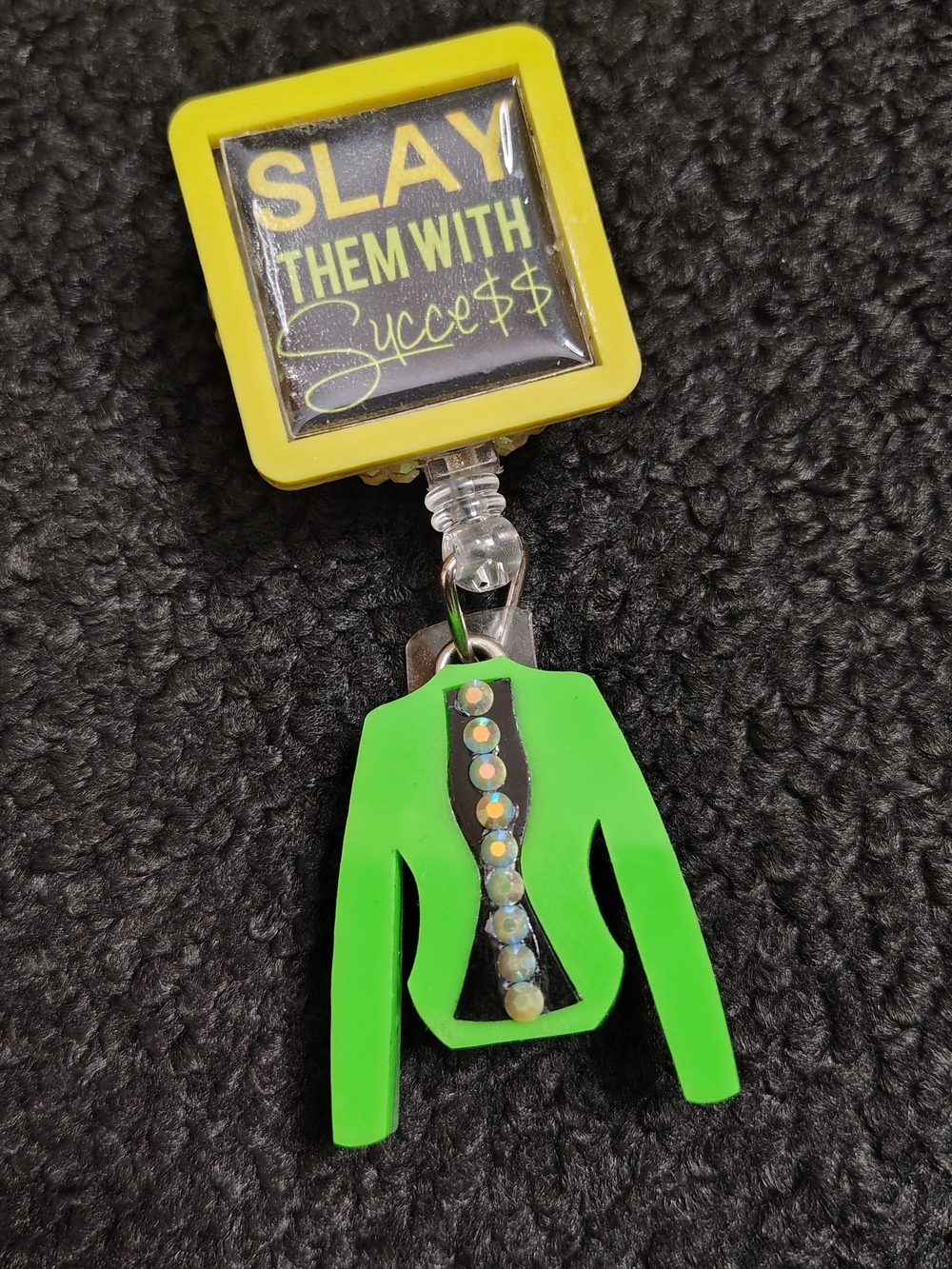 Retractable ID Badge Reel Holder w/ Clip "Slay Them With Success Work Id